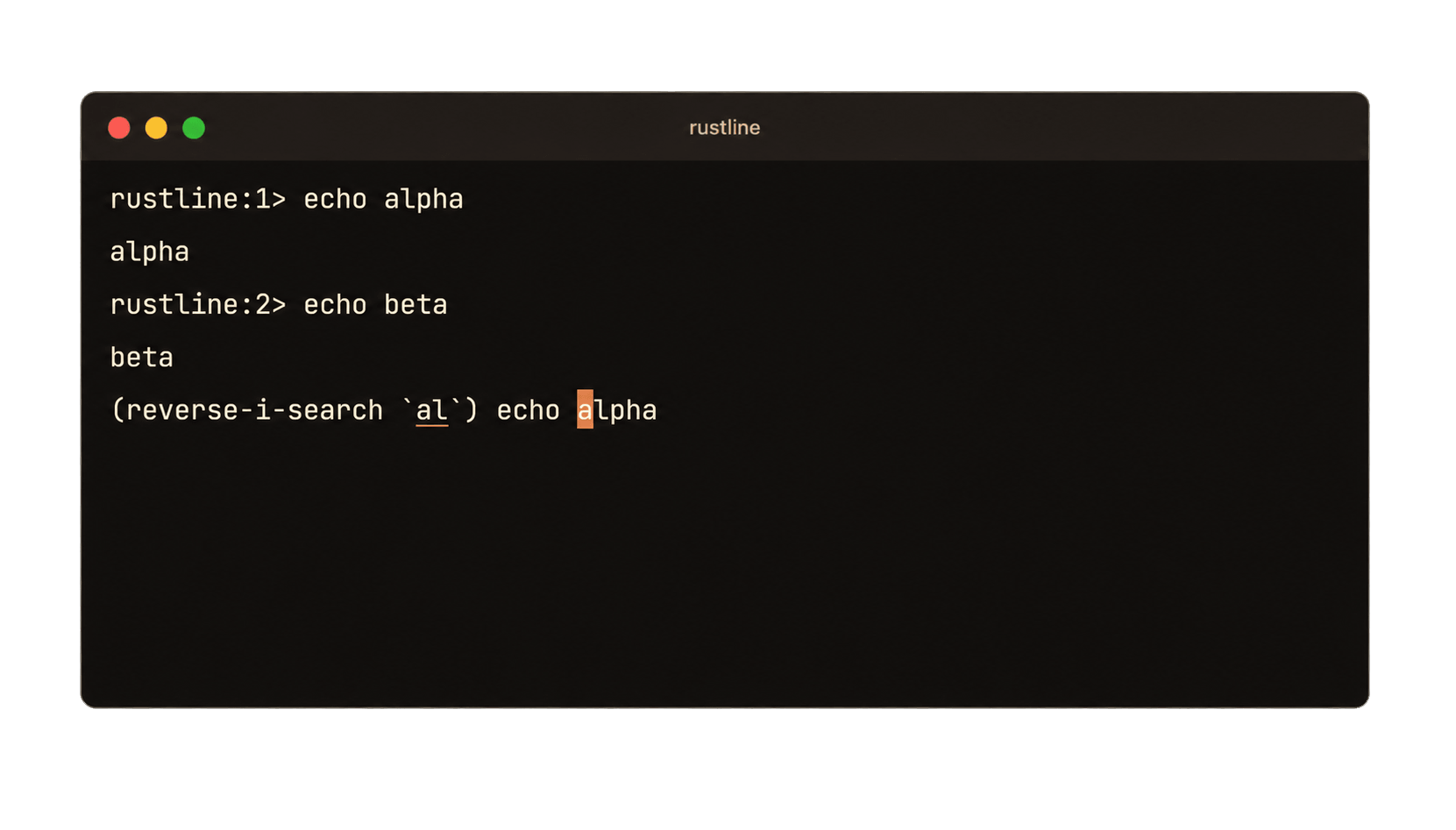 Reverse incremental search, the needle underlined in the prompt