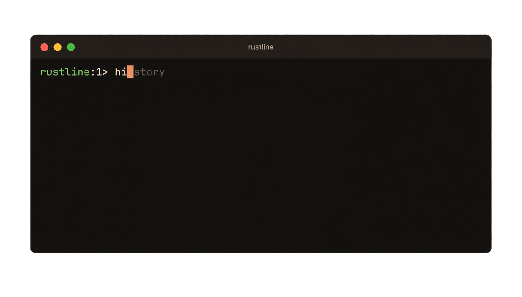 A hint finishing the word in grey after the cursor