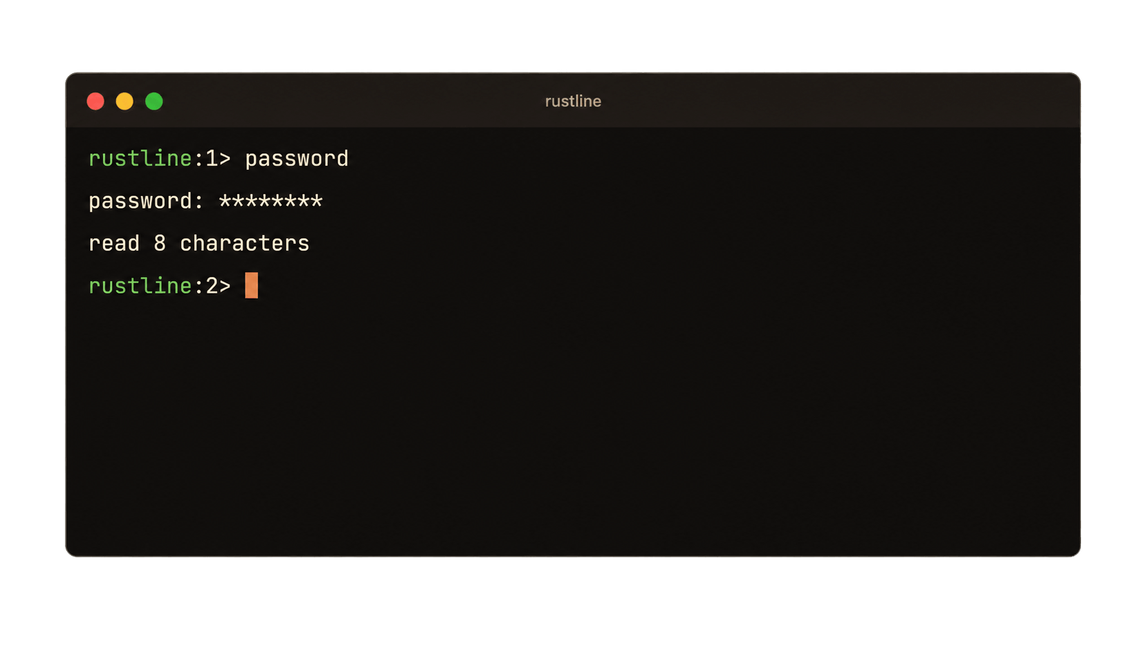 A password drawn as asterisks at a masked prompt